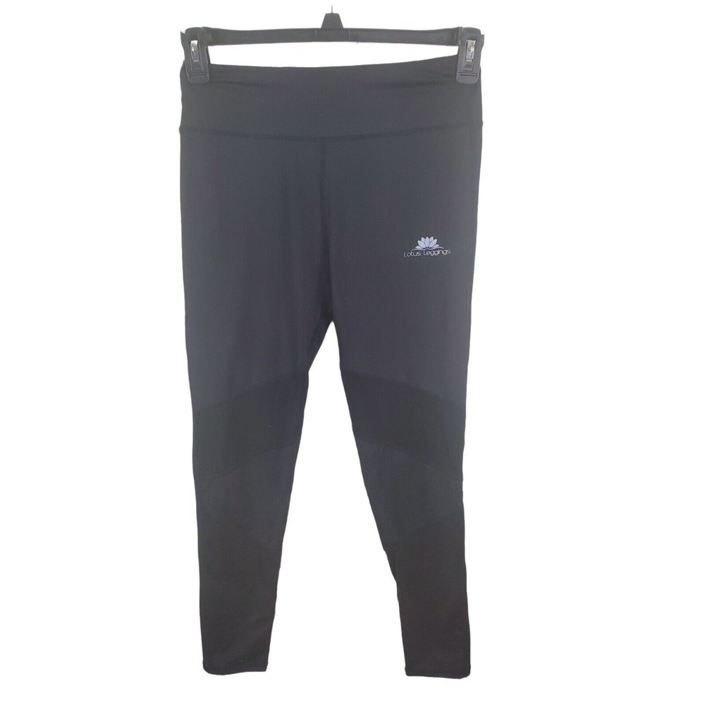 Lotus Capri Leggings Large Womens High Rise Skinny Leg Black Mesh Athletic Botto